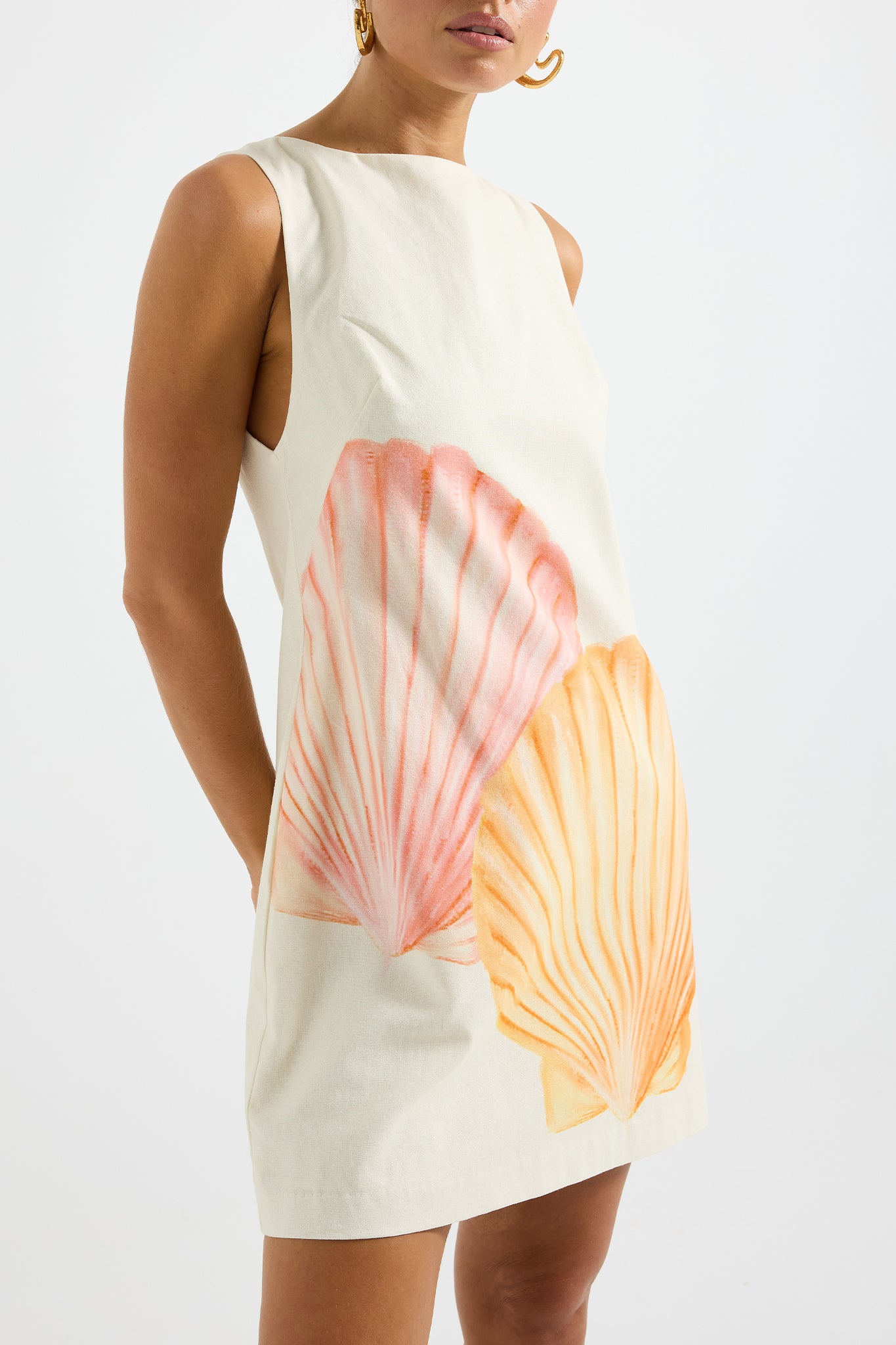 Ariel Shift Mini Dress - Shift Shell Printed Linen Summer Dress PASDUCHAS Ariel Shift Mini Dress - Shift Shell Printed Linen Summer Dress PASDUCHAS