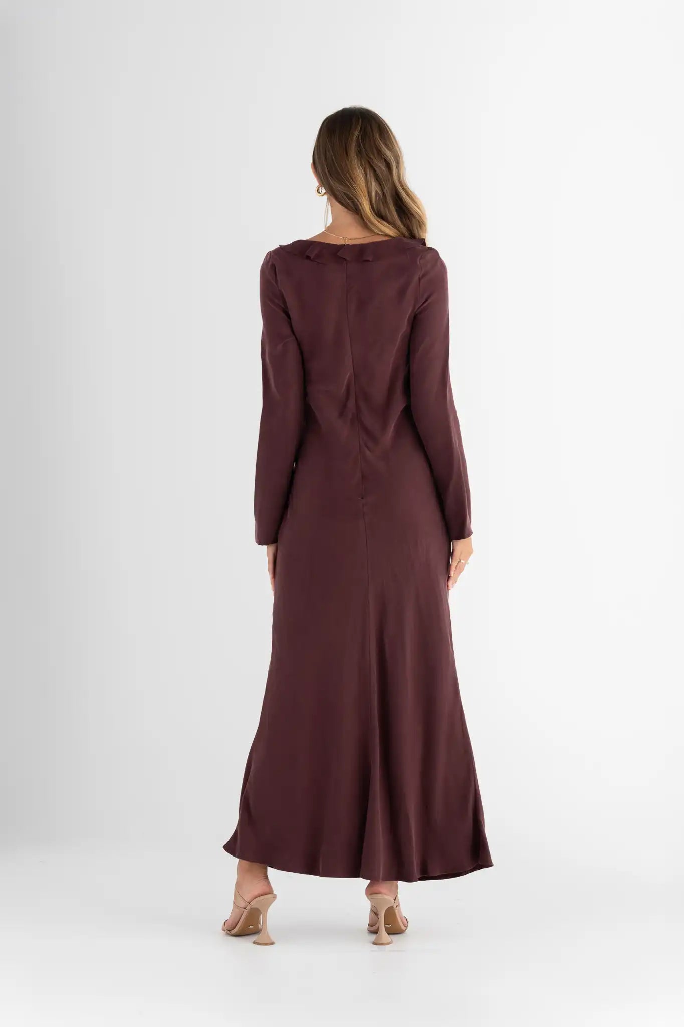 PASDUCHAS Soul Long Sleeve Burgundy Tencel Maxi Formal Dress