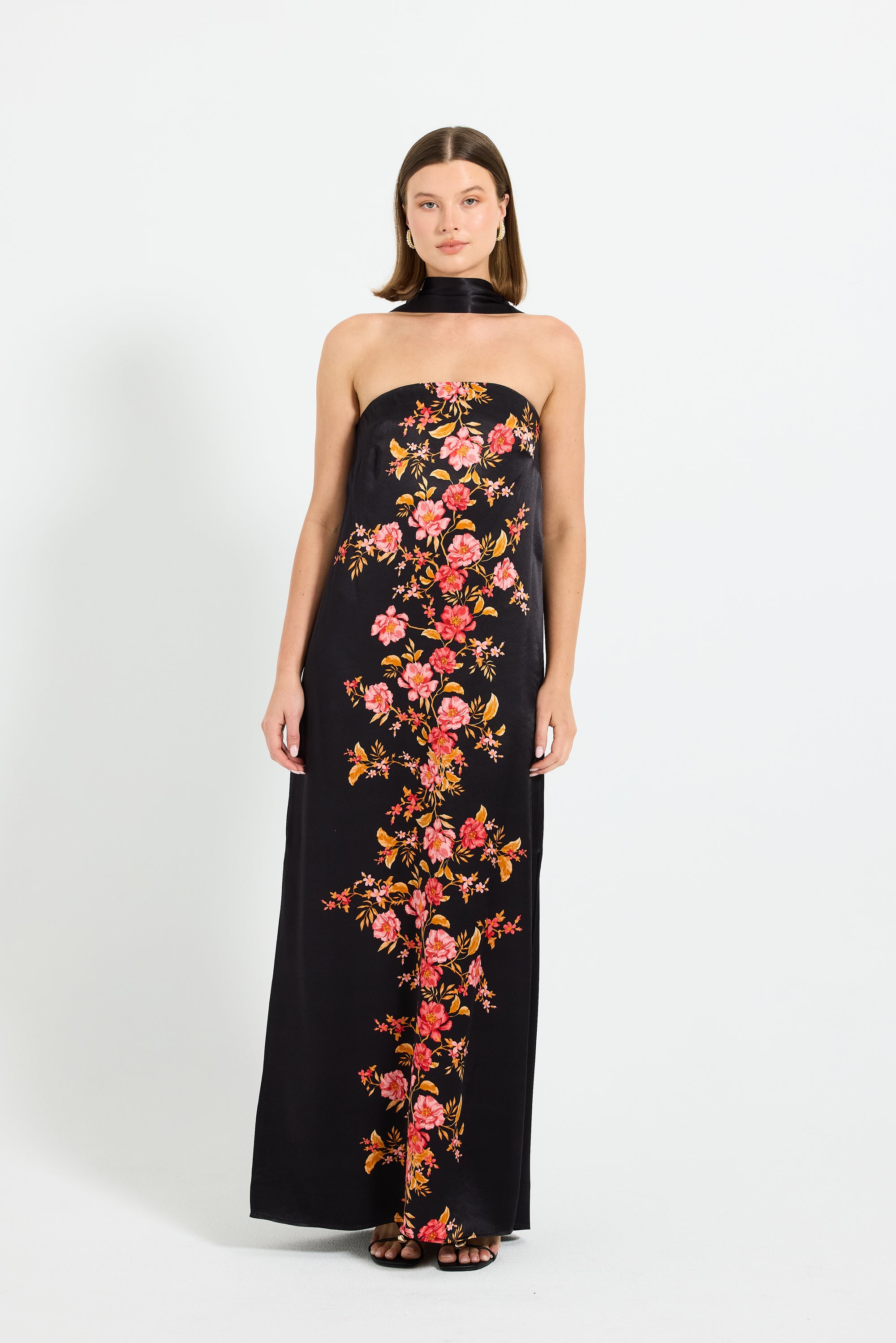 gracie satin maxi dress Lulus Gracie Satin Halter Neck Maxi Dress in Pink