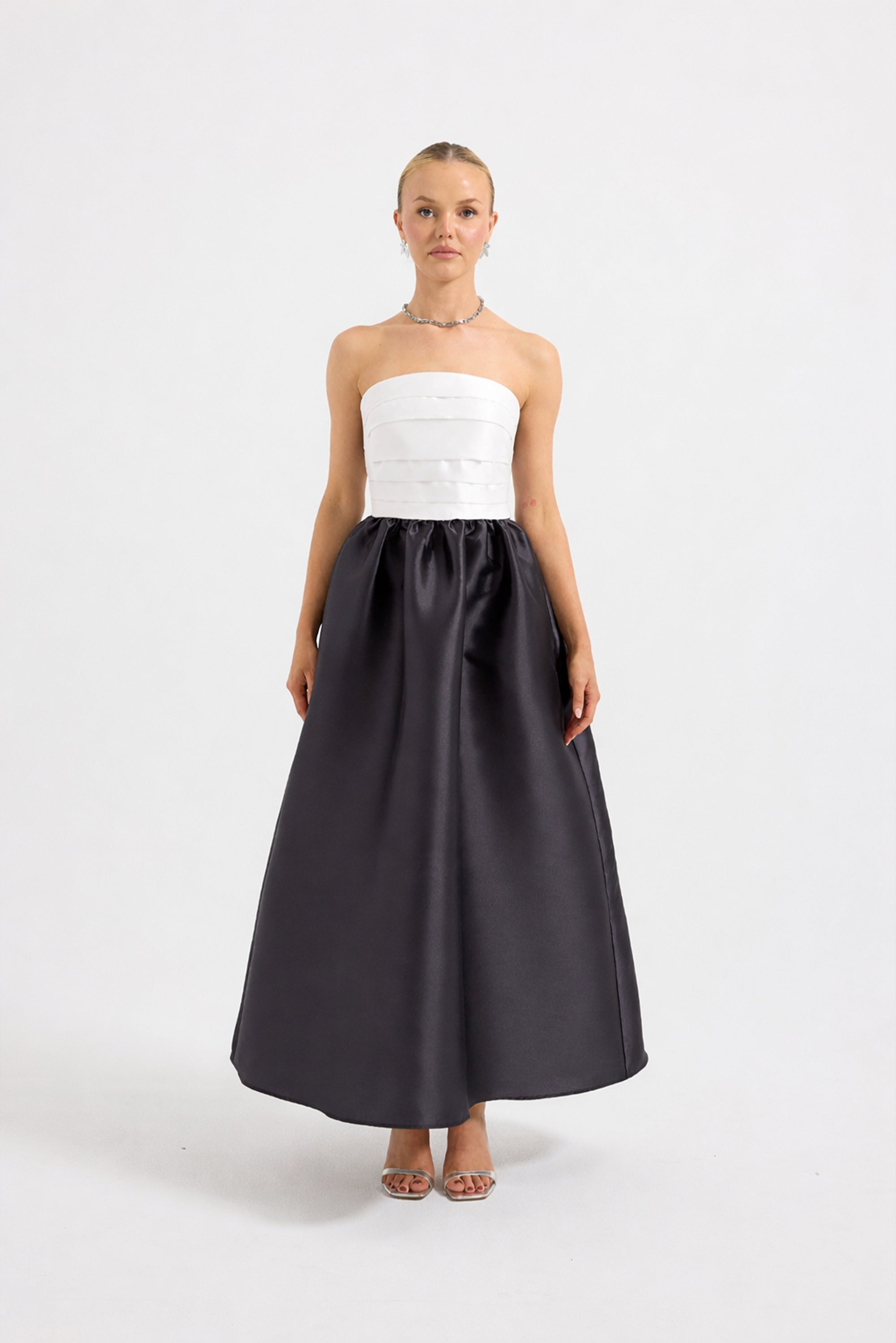 Matilda Contrast Strapless Midi