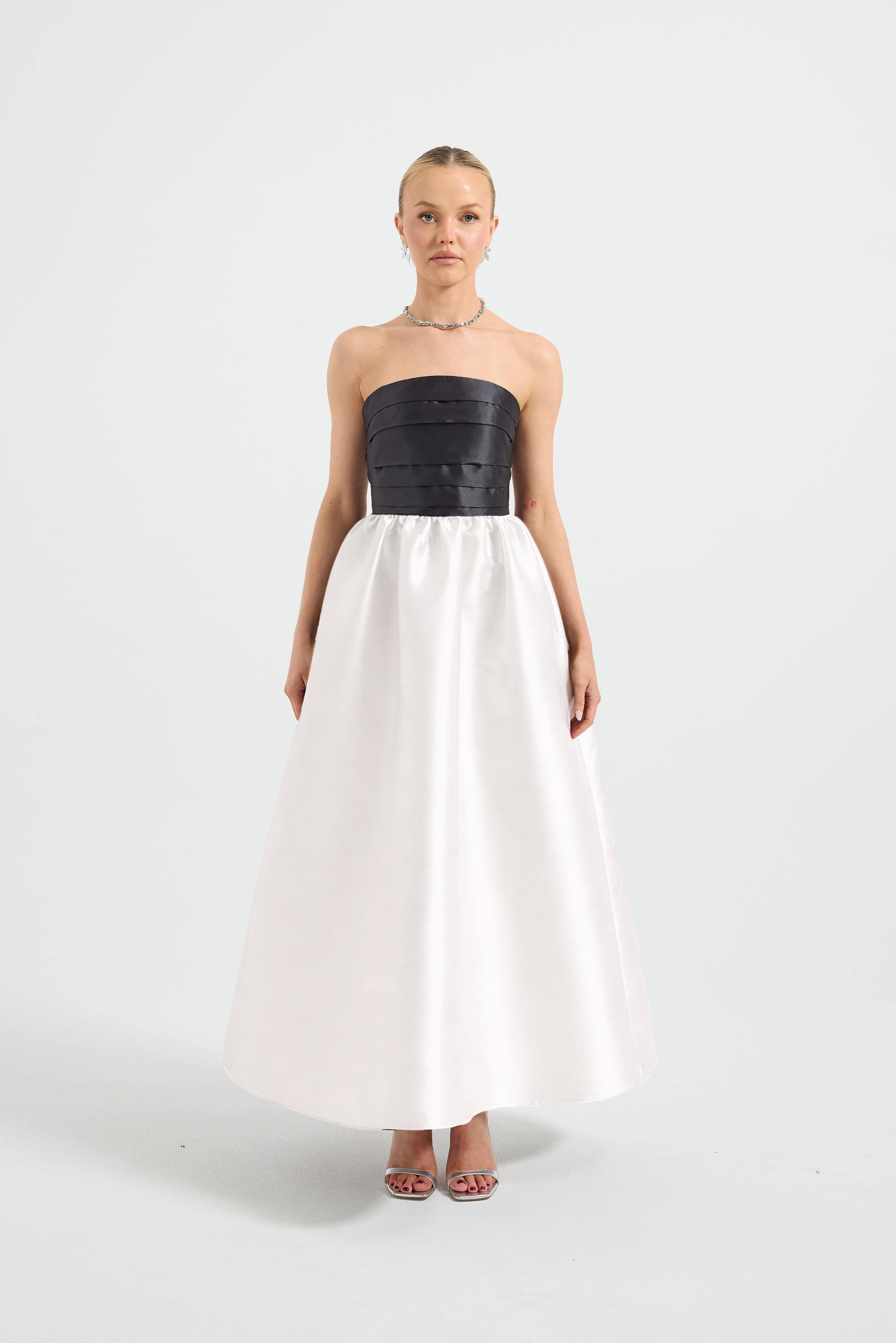 Matilda Contrast Strapless Midi