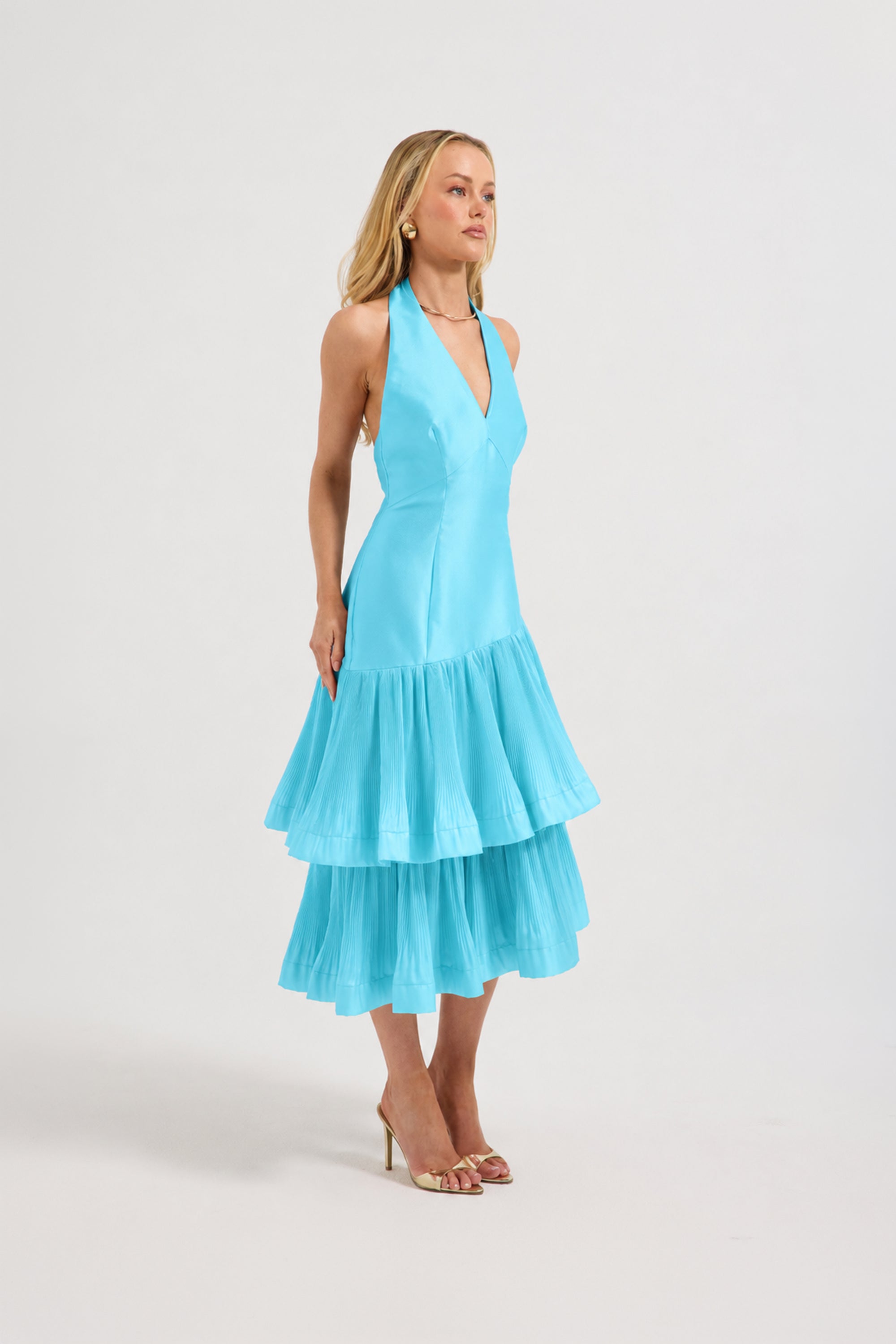 Lennox Pleated Halter Midi