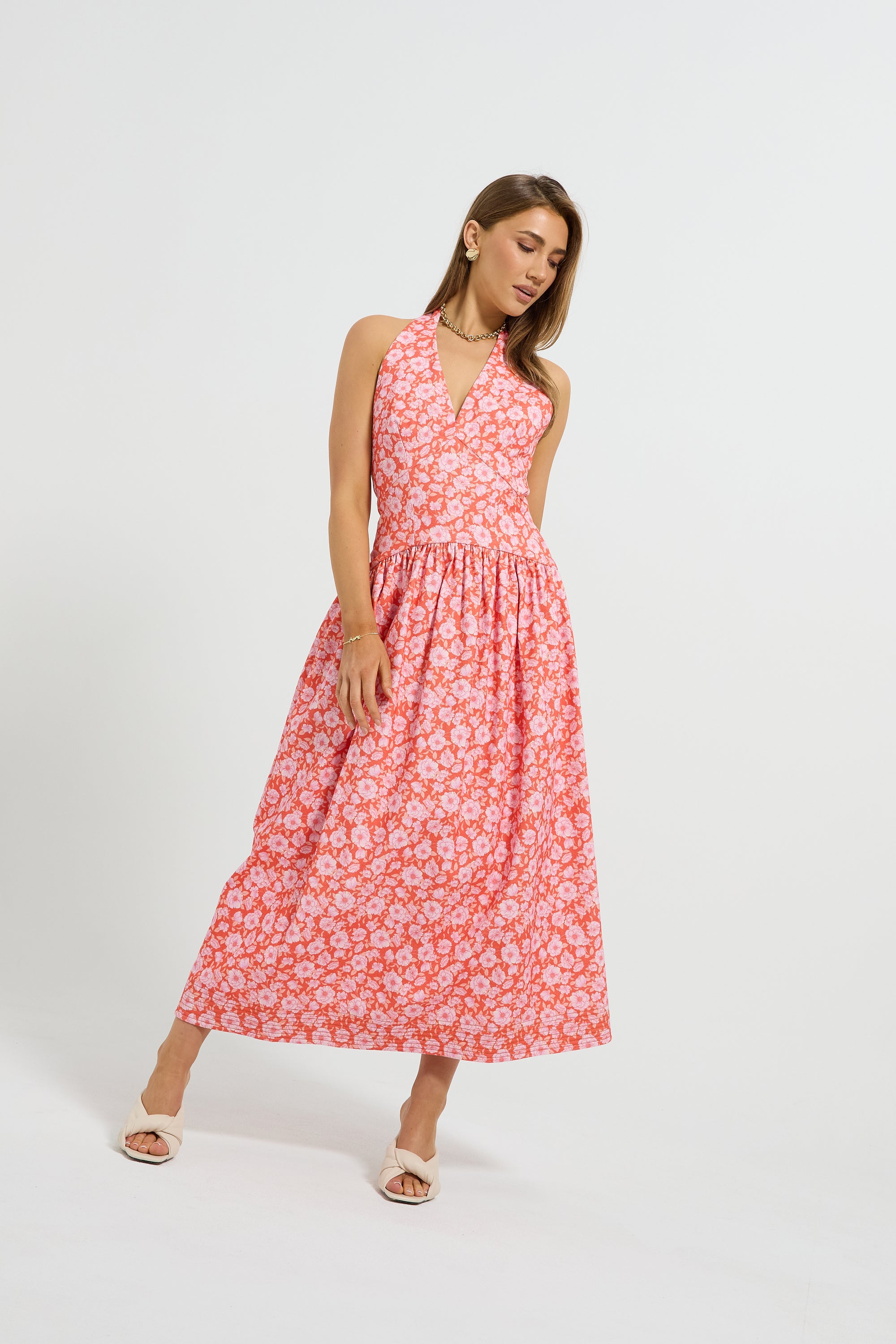 Hazel Denim Halter Midi
