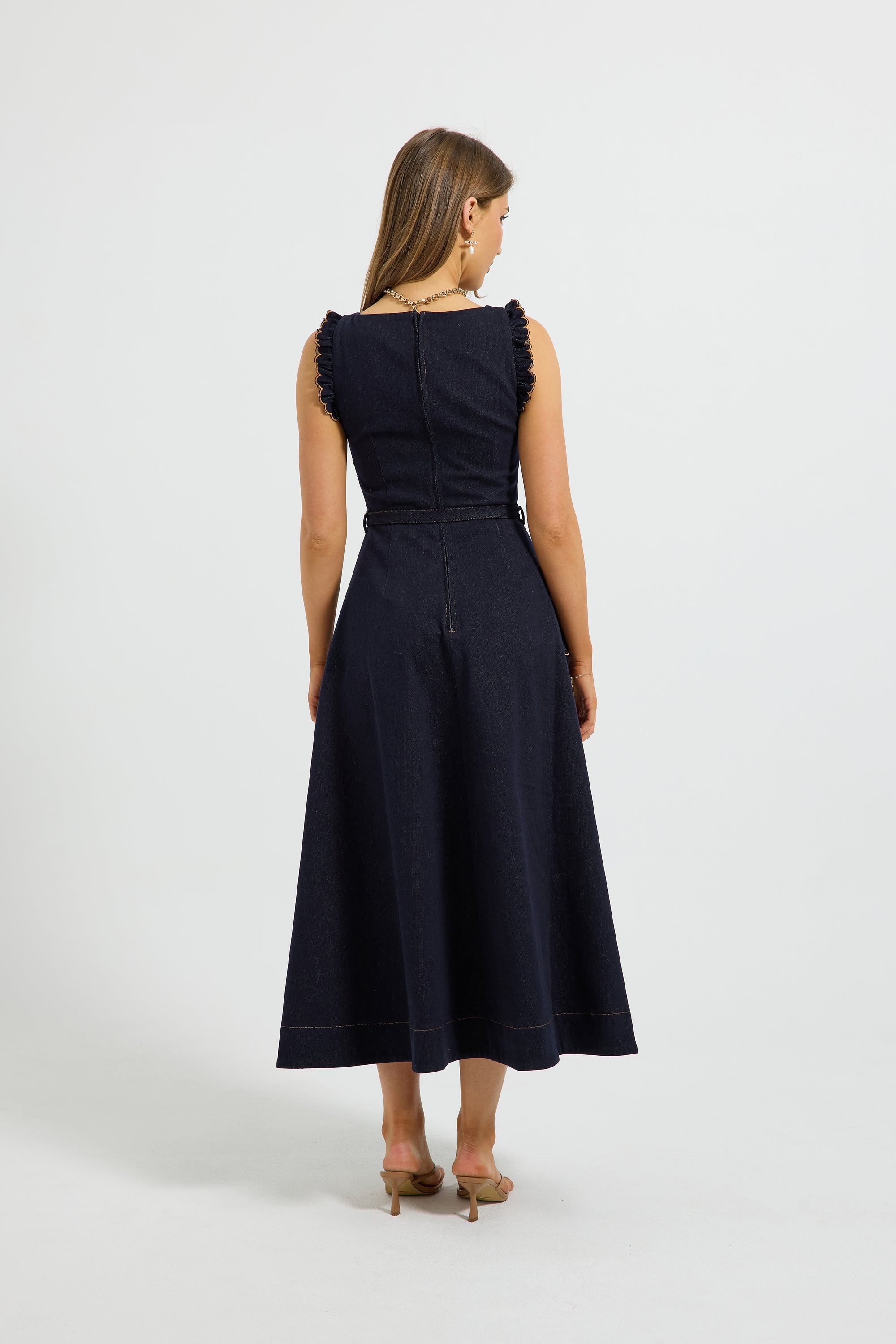 Hudson Denim Ruffle Midi