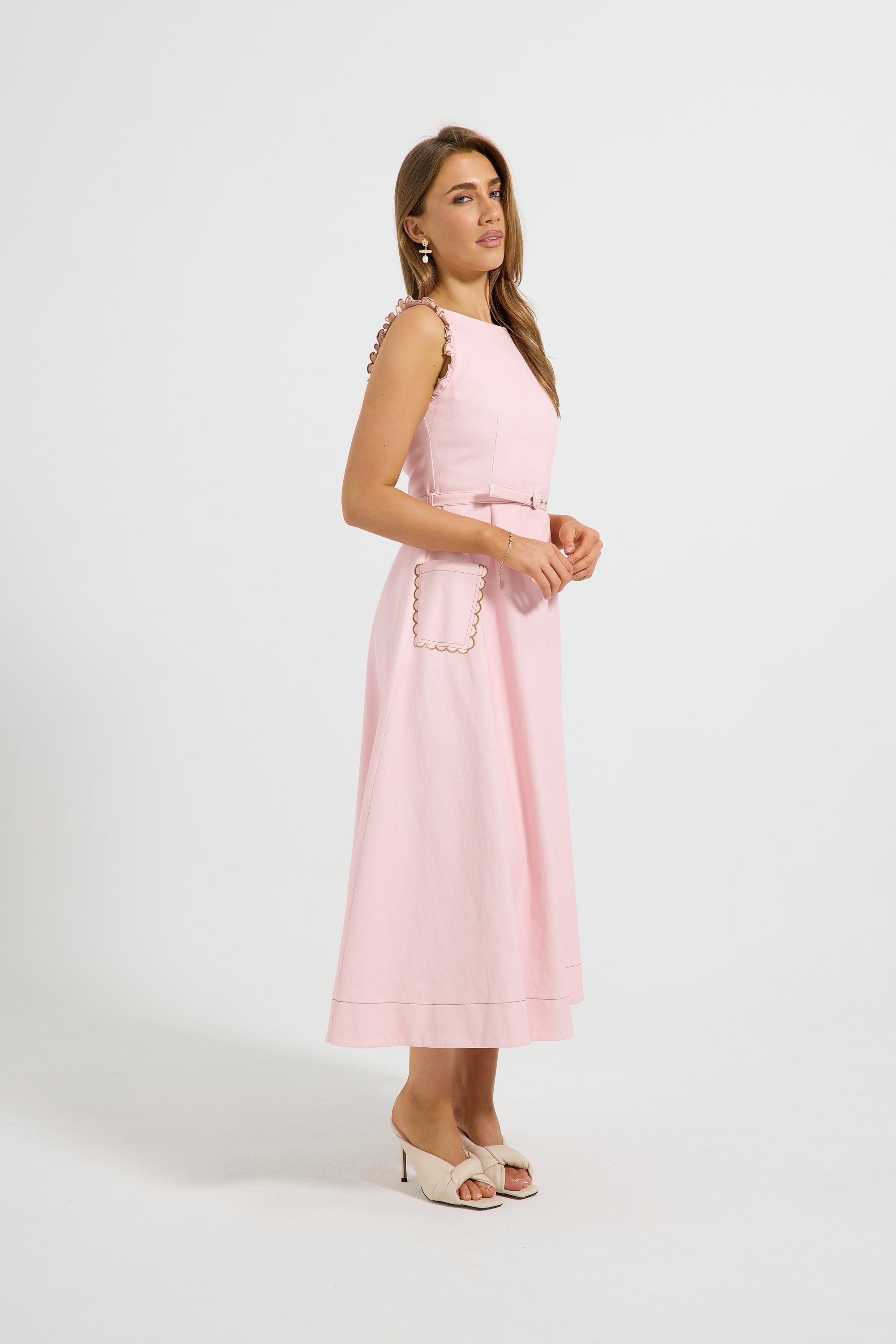Charli Denim Ruffle Midi