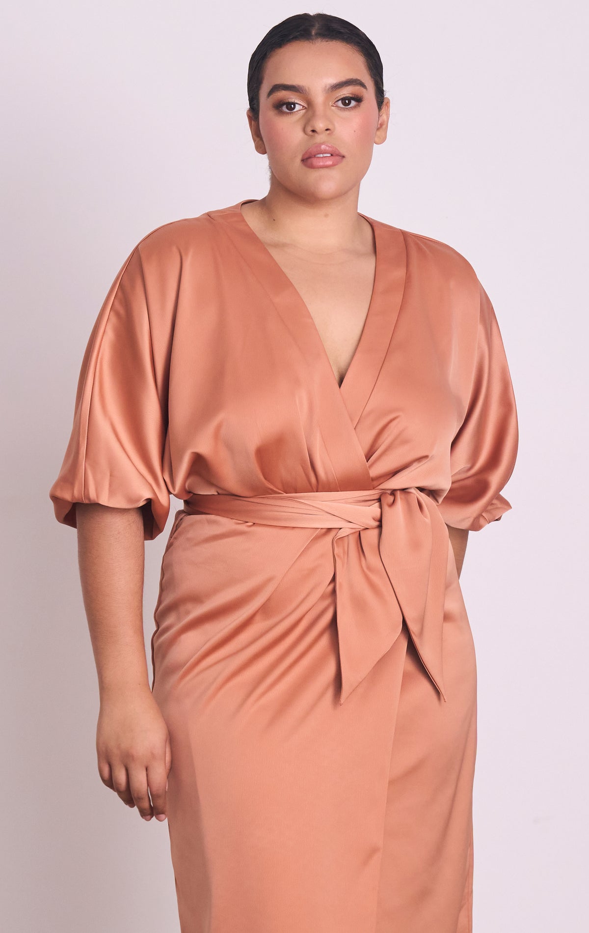 CARAMEL SUNSET WOVEN MIDI DRESS main image 1